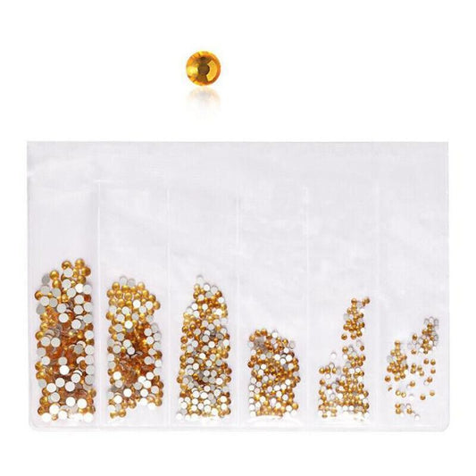 1440Pcs Glitter Rhinestones Crystal Clear Flat Bottom Glass Nail Art Nail Drill - Gold VXN Beauty