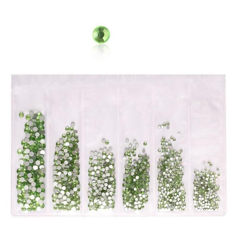 1440Pcs Glitter Rhinestones Crystal Clear Flat Bottom Glass Nail Art Nail Drill - Light Green VXN Beauty