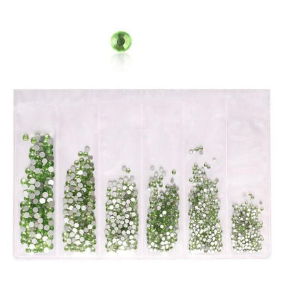 1440Pcs Glitter Rhinestones Crystal Clear Flat Bottom Glass Nail Art Nail Drill - Light Green VXN Beauty
