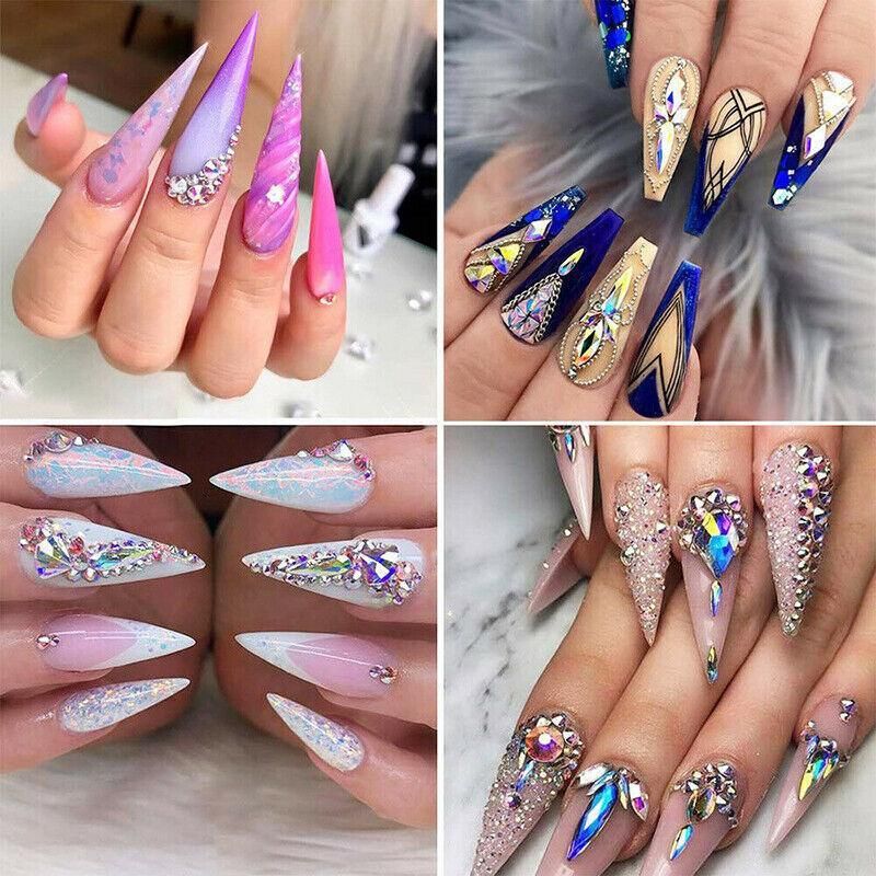 1440Pcs Glitter Rhinestones Crystal Clear Flat Bottom Glass Nail Art Nail Drill - Olive VXN Beauty