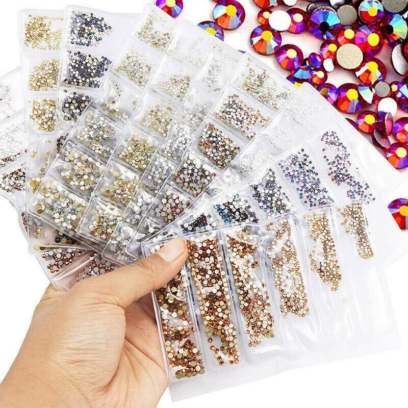 1440Pcs Glitter Rhinestones Crystal Clear Flat Bottom Glass Nail Art Nail Drill - Olive VXN Beauty