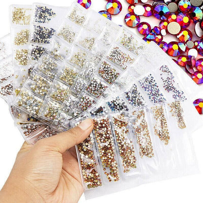 1440Pcs Glitter Rhinestones Crystal Clear Flat Bottom Glass Nail Art Nail Drill - Olive VXN Beauty