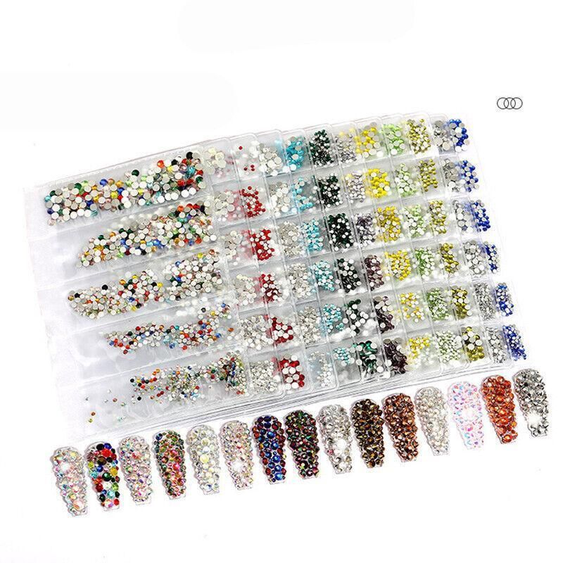 1440Pcs Glitter Rhinestones Crystal Clear Flat Bottom Glass Nail Art Nail Drill - Olive VXN Beauty
