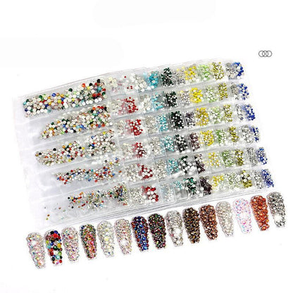 1440Pcs Glitter Rhinestones Crystal Clear Flat Bottom Glass Nail Art Nail Drill - Olive VXN Beauty