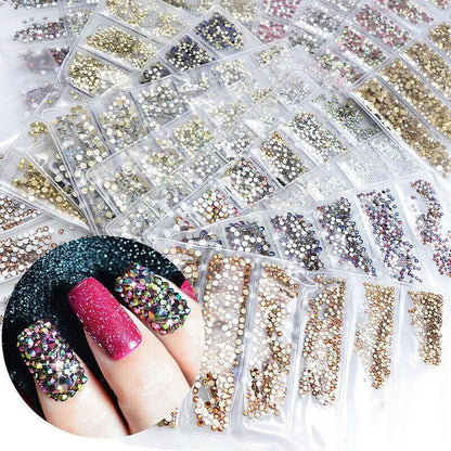 1440Pcs Glitter Rhinestones Crystal Clear Flat Bottom Glass Nail Art Nail Drill - Olive VXN Beauty