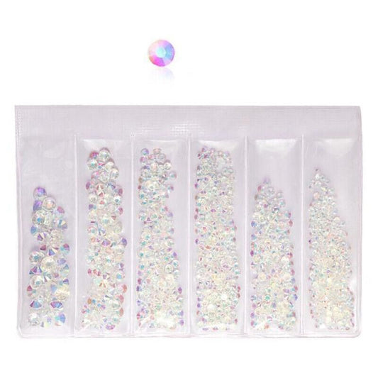 1440Pcs Glitter Rhinestones Crystal Clear Flat Bottom Glass Nail Art Nail Drill - Starry VXN Beauty