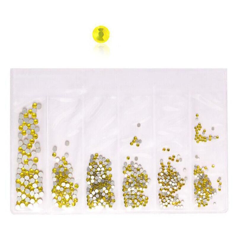 1440Pcs Glitter Rhinestones Crystal Clear Flat Bottom Glass Nail Art Nail Drill - Yellow VXN Beauty