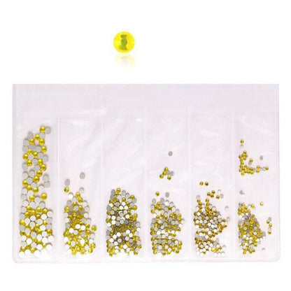 1440Pcs Glitter Rhinestones Crystal Clear Flat Bottom Glass Nail Art Nail Drill - Yellow VXN Beauty