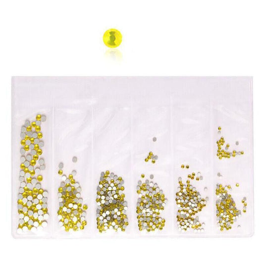 1440Pcs Glitter Rhinestones Crystal Clear Flat Bottom Glass Nail Art Nail Drill - Yellow VXN Beauty