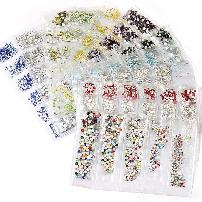 1440Pcs Glitter Rhinestones Crystal Clear Flat Bottom Glass Nail Art Nail Drill - Yellow VXN Beauty