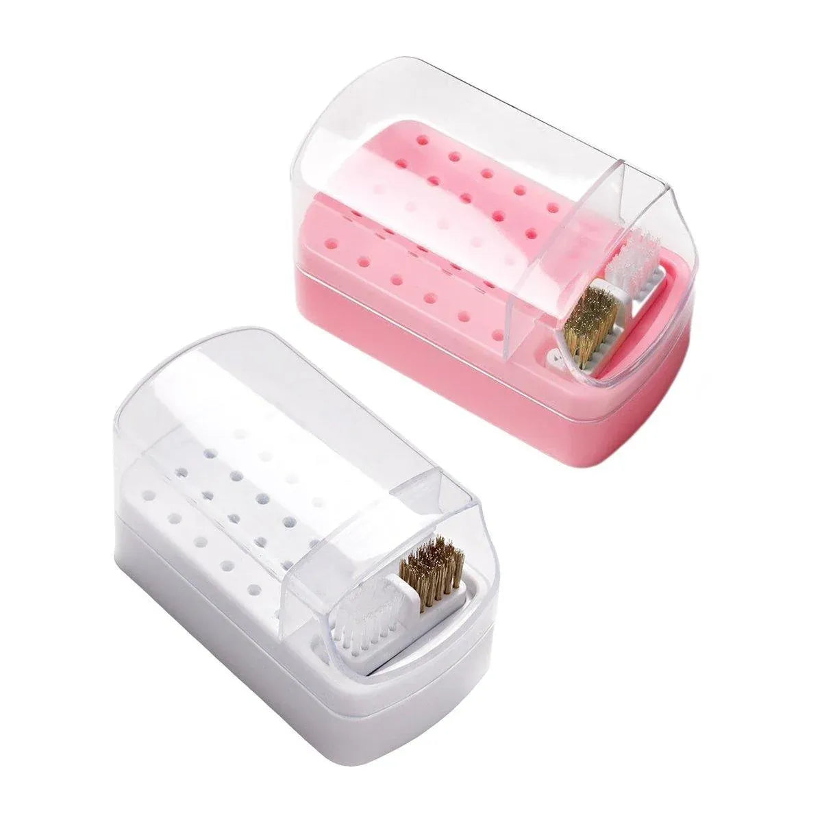 Nail Drill Bit Holder 30 Hole Dustproof Organizer Display Storage Box Nail Tool - White VXN Beauty