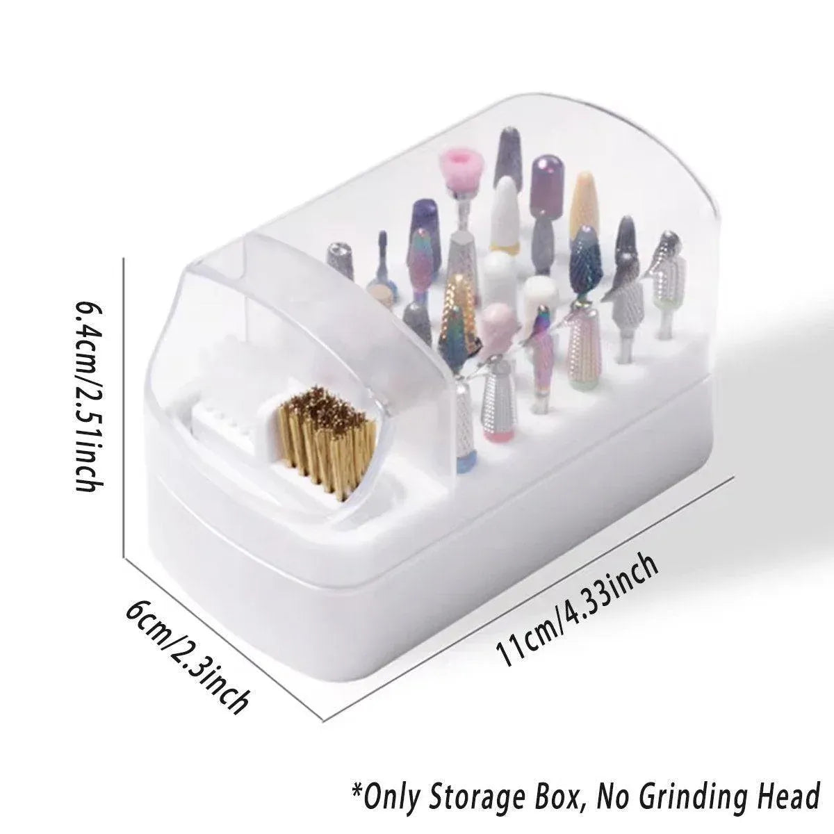 Nail Drill Bit Holder 30 Hole Dustproof Organizer Display Storage Box Nail Tool - White VXN Beauty