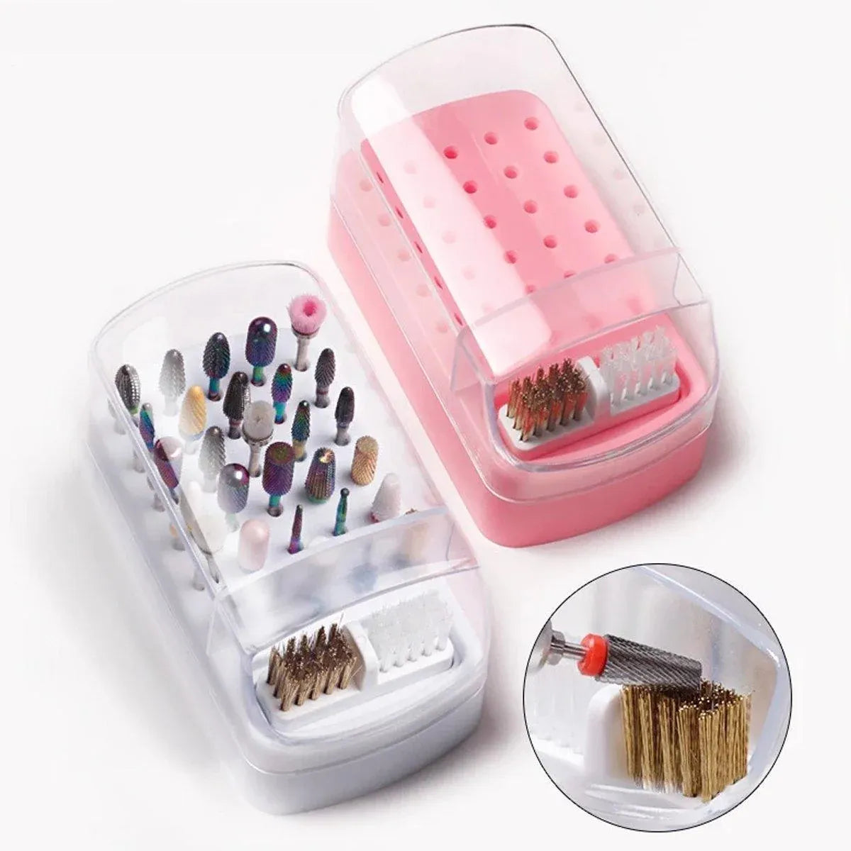 Nail Drill Bit Holder 30 Hole Dustproof Organizer Display Storage Box Nail Tool - White VXN Beauty