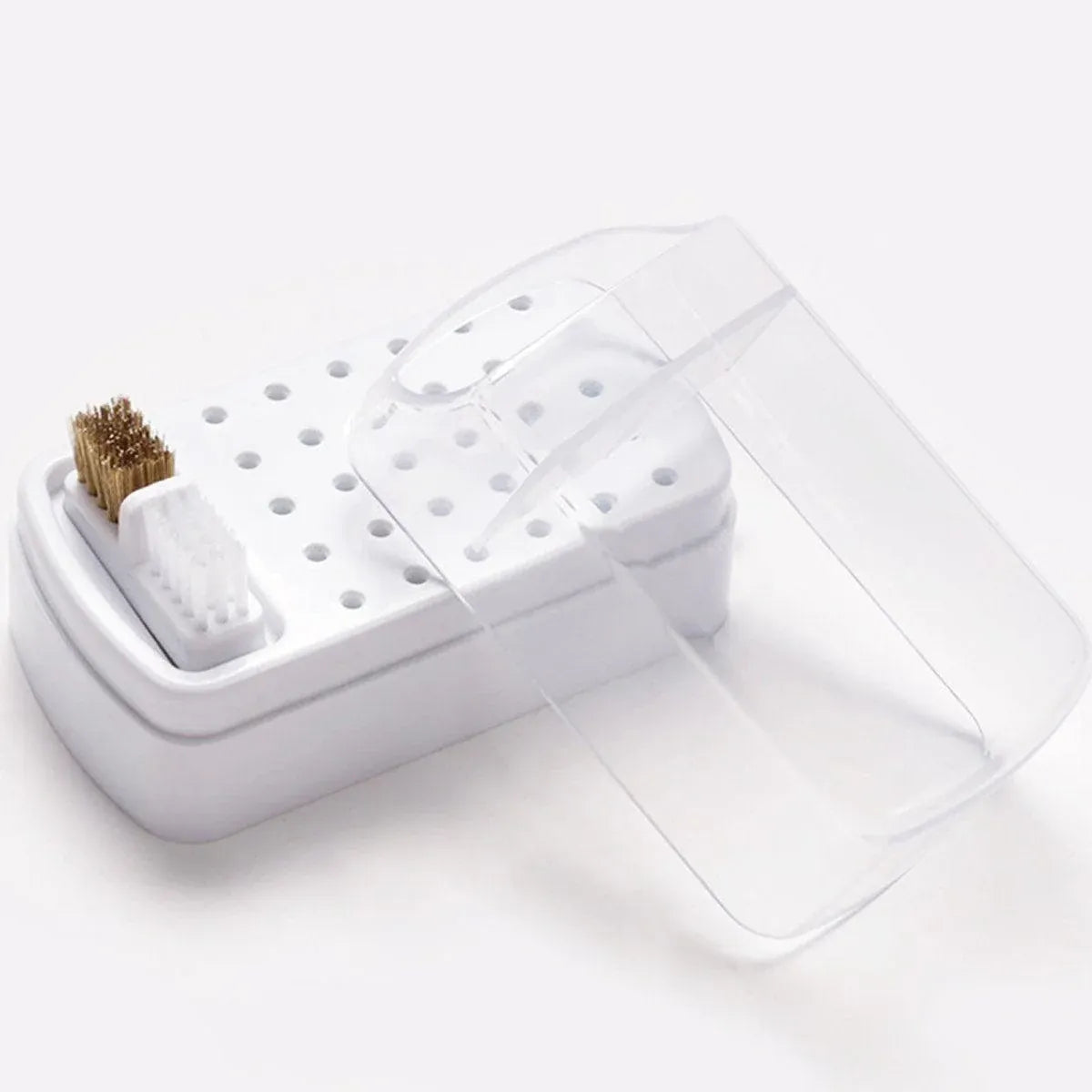 Nail Drill Bit Holder 30 Hole Dustproof Organizer Display Storage Box Nail Tool - White VXN Beauty