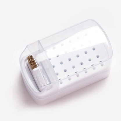 Nail Drill Bit Holder 30 Hole Dustproof Organizer Display Storage Box Nail Tool - White VXN Beauty