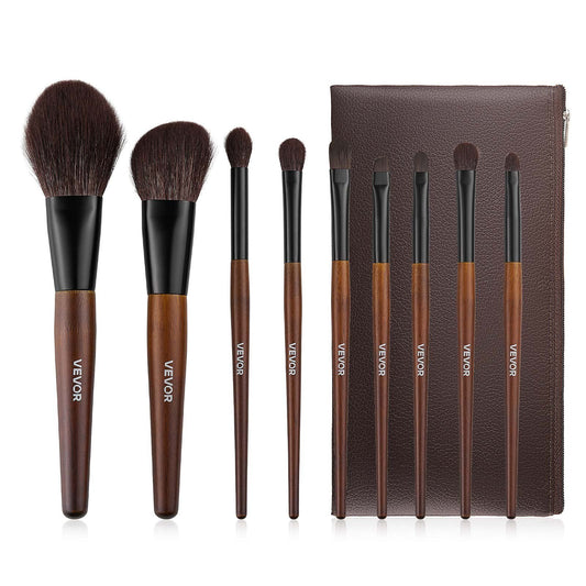 9-Piece Makeup Brush Set for Foundation Blending Eyeshadow, Professional Makeup Brush Kit with Soft Natural Wool & Vegan Synthetic Bristles, Ergonomic Wood Handle, Travel-Friendly Storage Bag VXN Beauty