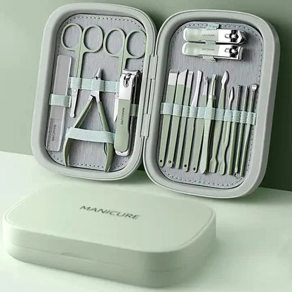 18-Piece Manicure and Pedicure Set - Stainless Steel Nail Clipper Kit | Professional Nail Care Grooming Tools | Compact Portable Case VXN Beauty