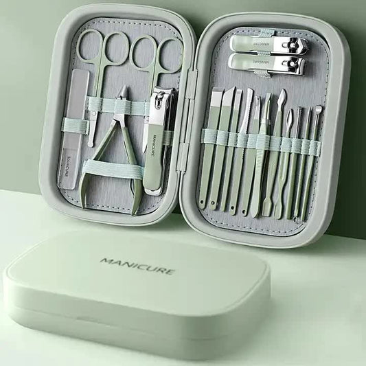 18-Piece Manicure and Pedicure Set - Stainless Steel Nail Clipper Kit | Professional Nail Care Grooming Tools | Compact Portable Case VXN Beauty