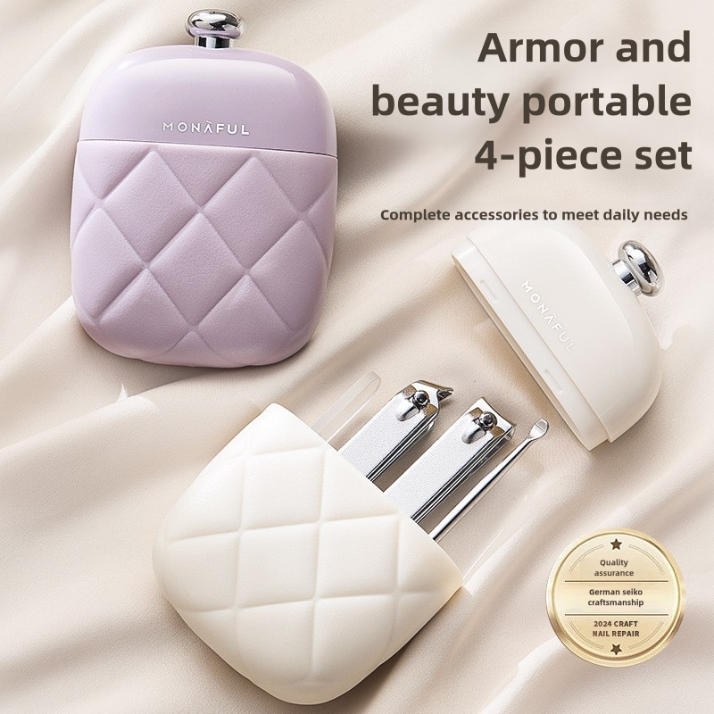 2 Pcs Purple Portable Nail Care Kit - Compact Manicure Set with Nail Clippers, Tweezers, and Nail File - Stylish Storage Case VXN Beauty
