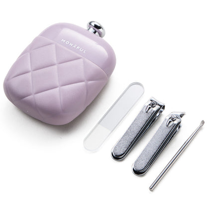 2 Pcs Apricot Portable Nail Care Kit - Compact Manicure Set with Nail Clippers, Tweezers, and Nail File - Stylish Storage Case VXN Beauty