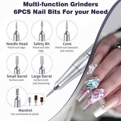Pink+Blue Portable Electric Nail Drill - Rechargeable, Adjustable Speed, Low Vibration VXN Beauty