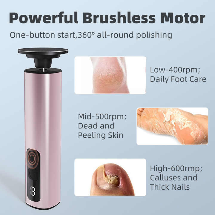 Rose Glod Rechargeable Electric Foot File with 9 Speed Settings - Callus Remover for Smooth Feet VXN Beauty