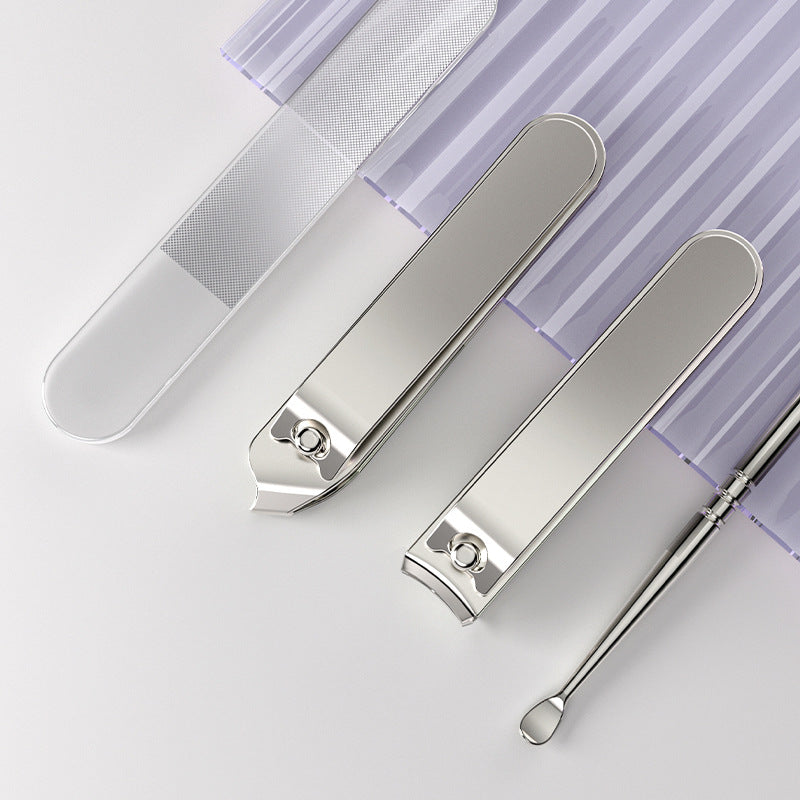 2 Sets Beige Portable 4-Piece Manicure Set - Compact Nail Grooming Kit with Stainless Steel Clippers, File & Stylish Case VXN Beauty