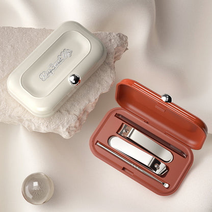 2 Sets Purple Portable 4-Piece Manicure Set - Compact Nail Grooming Kit with Stainless Steel Clippers, File & Stylish Case VXN Beauty