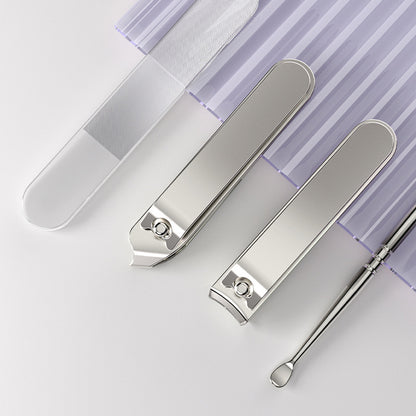 2 Sets Purple Portable 4-Piece Manicure Set - Compact Nail Grooming Kit with Stainless Steel Clippers, File & Stylish Case VXN Beauty