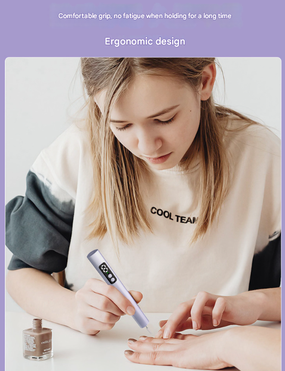 Purple Professional Electric Nail File Kit - Portable USB-C Rechargeable Manicure Drill with 6 Speeds & 5 Heads VXN Beauty