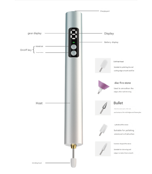 Purple Professional Electric Nail File Kit - Portable USB-C Rechargeable Manicure Drill with 6 Speeds & 5 Heads VXN Beauty