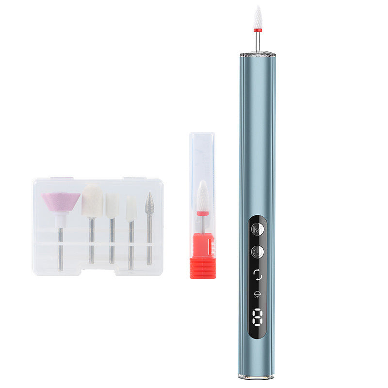 Blue Rechargeable Electric Nail Drill Pen with UV Curing Lamp - Professional All-in-One Manicure Pedicure Kit for Polishing & Gel Removal VXN Beauty
