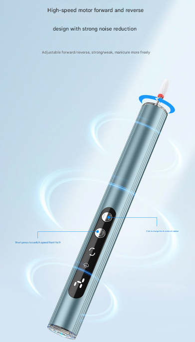 Blue Rechargeable Electric Nail Drill Pen with UV Curing Lamp - Professional All-in-One Manicure Pedicure Kit for Polishing & Gel Removal VXN Beauty