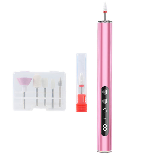 Pink Rechargeable Electric Nail Drill Pen with UV Curing Lamp - Professional All-in-One Manicure Pedicure Kit for Polishing & Gel Removal VXN Beauty