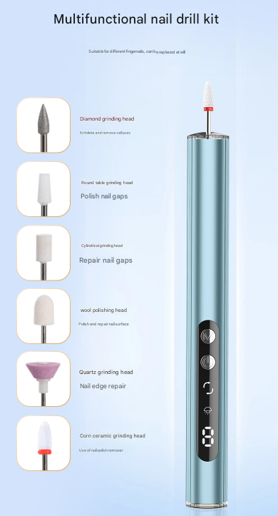 Pink Rechargeable Electric Nail Drill Pen with UV Curing Lamp - Professional All-in-One Manicure Pedicure Kit for Polishing & Gel Removal VXN Beauty