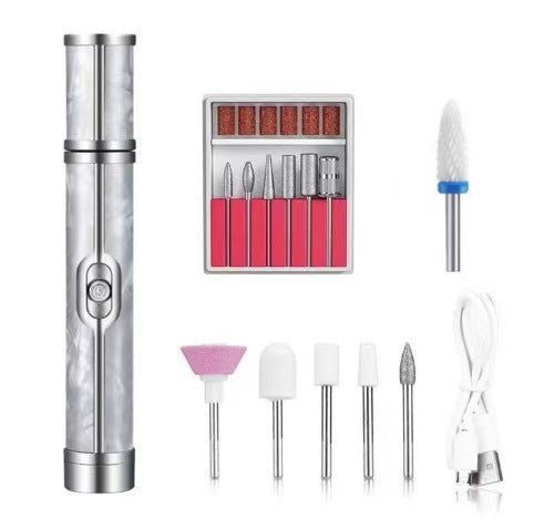 Grey Cordless Electric Nail Drill Pen - Professional Rechargeable Manicure & Pedicure Kit VXN Beauty