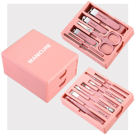 Pink Professional 13-Piece Manicure & Pedicure Set - Anti-Splash Carbon Steel Nail Clippers Kit with Compact Drawer Organizer VXN Beauty
