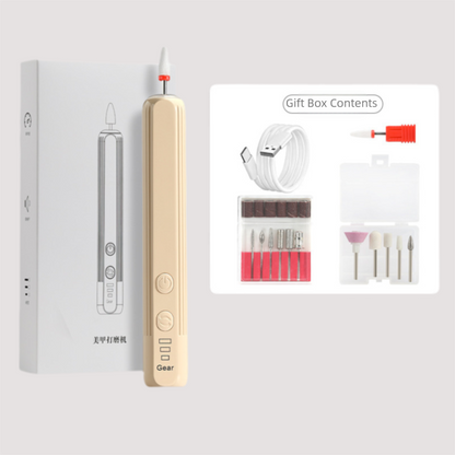 Khaki Pro Portable Electric Nail Drill Kit With 10 Bits - Fast, Quiet, Rechargeable VXN Beauty
