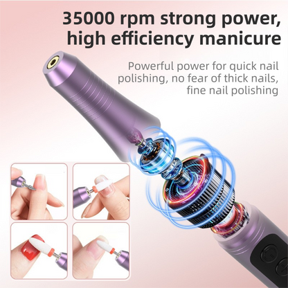 Golden Portable Wireless Professional Electric Nail Drill Machine Includeing 6 Nail Drill Bits- High-Speed 20000 RPM, Adjustable 4-Speeds with LCD Display VXN Beauty
