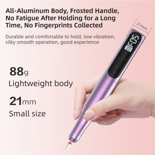 Purple Portable Wireless Professional Electric Nail Drill Machine Includeing 6 Nail Drill Bits- High-Speed 20000 RPM, Adjustable 4-Speeds with LCD Display VXN Beauty