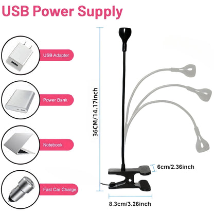 Black 3W UV LED Gel Nail Curing Lamp Clip On Flexible Gooseneck Light 4 Brightness Levels for Gel Polish and Resin Curing VXN Beauty