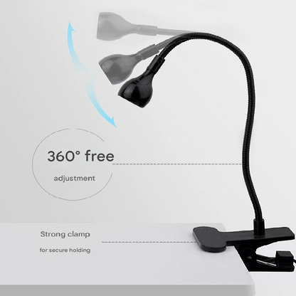 Black 3W UV LED Gel Nail Curing Lamp Clip On Flexible Gooseneck Light 4 Brightness Levels for Gel Polish and Resin Curing VXN Beauty