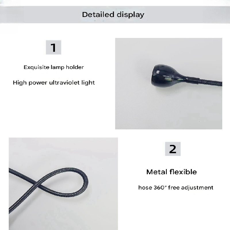 Black 3W UV LED Gel Nail Curing Lamp Clip On Flexible Gooseneck Light 4 Brightness Levels for Gel Polish and Resin Curing VXN Beauty