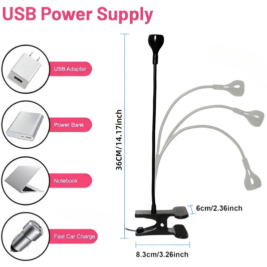 Silver 3W UV LED Gel Nail Curing Lamp Clip On Flexible Gooseneck Light 4 Brightness Levels for Gel Polish and Resin Curing VXN Beauty