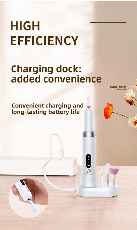 Electric Nail Drill Machine Cordless Portable E-File Kit with Charging Base LED Display 3 Speeds 15000RPM for Gel Polish Acrylic Removal Manicure Pedicure Home White VXN Beauty