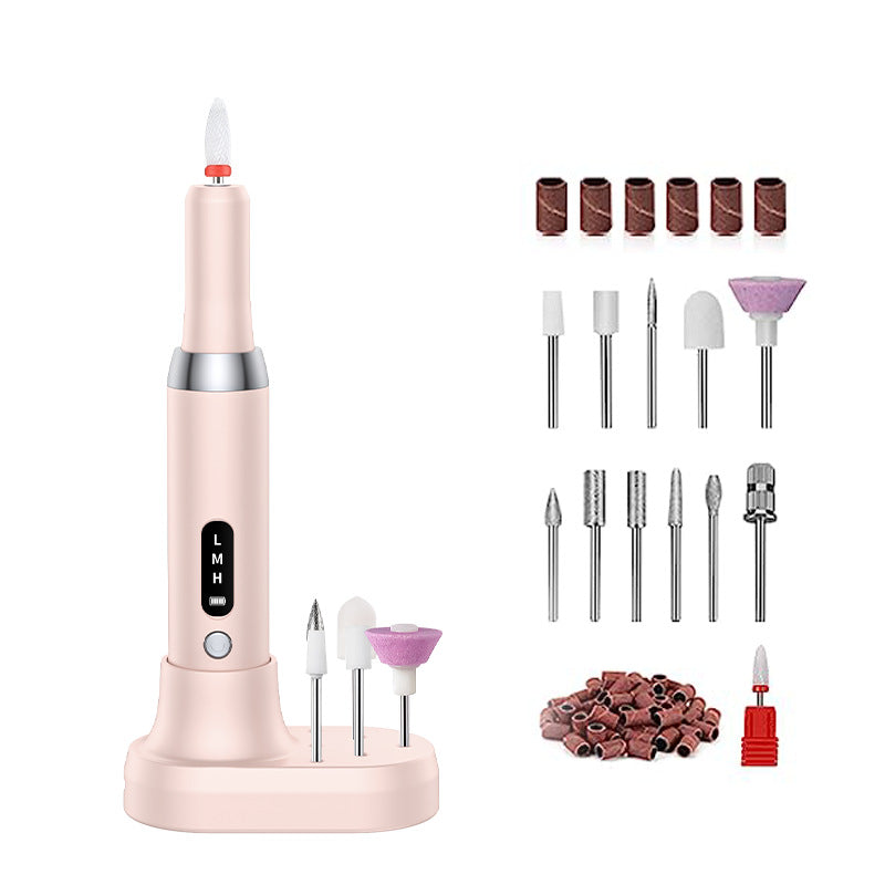 Electric Nail Drill Machine Cordless Portable E-File Kit with Charging Base LED Display 3 Speeds 15000RPM for Gel Polish Acrylic Removal Manicure Pedicure Home Pink VXN Beauty