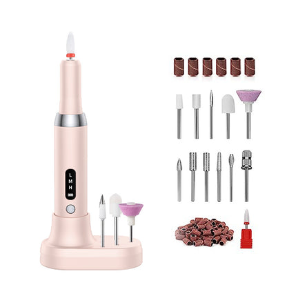 Electric Nail Drill Machine Cordless Portable E-File Kit with Charging Base LED Display 3 Speeds 15000RPM for Gel Polish Acrylic Removal Manicure Pedicure Home Pink VXN Beauty