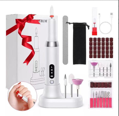 Electric Nail Drill Kit Cordless Portable E-File with Charging Base & LED Display White Gift Set Includes 30 Sanding Bands Nail File Pouch for Gel Acrylic Removal VXN Beauty