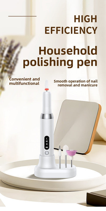 Electric Nail Drill Pen Cordless Rechargeable E-File Ultra Lightweight 27g with LED Display 3 Speeds Type-C Portable Manicure Kit for Gel Removal White VXN Beauty