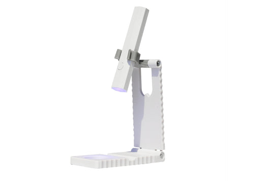 White Mini Handheld LED/UV Manicure Light with Digital Display & Fixed Stand - Portable One-Finger Curing Pen VXN Beauty